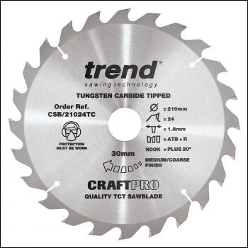 Trend Craft Saw Blade 210mm X 24 Teeth X 30 X 1.8 For Dcs7485 - Code CSB/21024TC