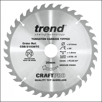Trend Craft Saw Blade 210mm X 36 Teeth X 30 X 1.8 For Dcs7485 - Code CSB/21036TC