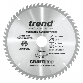 Trend Craft Saw Blade 210mm X 60 Teeth X 30 X 1.8 For Dcs7485 - Code CSB/21060TC