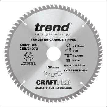 Trend Craft Saw Blade 210mm X 72 Teeth X 30mm - Code CSB/21072