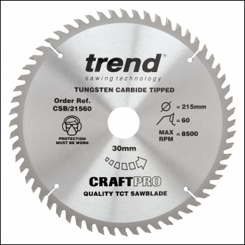 Trend Craft Saw Blade 215mm X 60 Teeth X 30mm - Code CSB/21560
