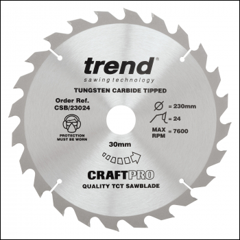 Trend Craft Saw Blade 230mm X 24 Teeth X 30mm - Code CSB/23024