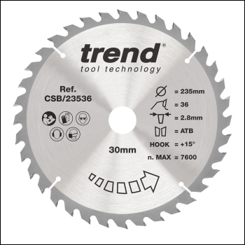 Trend Wood Circular Saw Blade 235mm X 30mm X 36t - Code CSB/23536