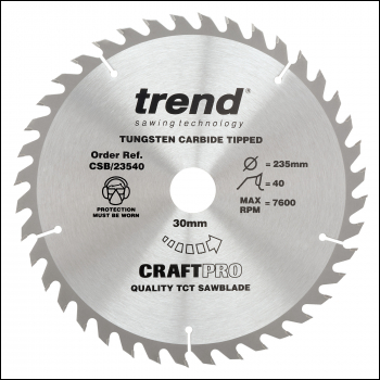 Trend Craft Saw Blade 235mm X 40 Teeth X 30mm - Code CSB/23540