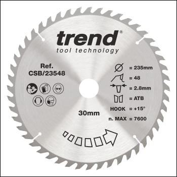 Trend Wood Circular Saw Blade 235mm X 30mm X 48t - Code CSB/23548