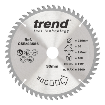 Trend Wood Circular Saw Blade 235mm X 30mm X 56t - Code CSB/23556