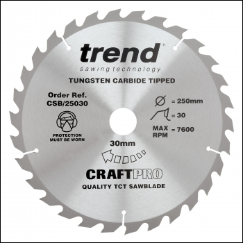 Trend Craft Saw Blade 250mm X 30 Teeth X 30mm - Code CSB/25030