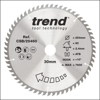 Trend Wood Circular Saw Blade 254mm X 30mm X 60t - Code CSB/25460