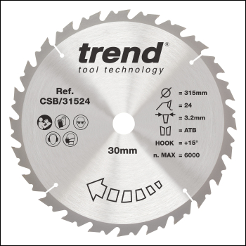 Trend Wood Circular Saw Blade 315mm X 30mm X 24t - Code CSB/31524