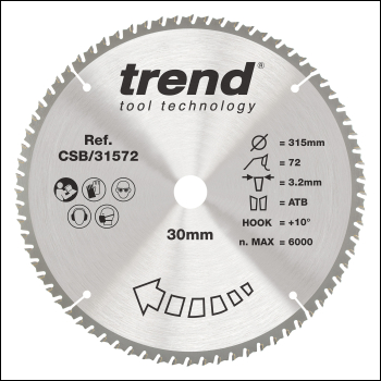 Trend Wood Circular Saw Blade 315mm X 30mm X 72t - Code CSB/31572