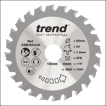 Trend Wood Circular Saw Blade 85mm X 15mm X 24t - Code CSB/8524A