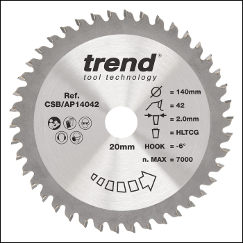 Trend Aluminium/plastic Circular Saw Blade 140mm X 20mm X 42t - Code CSB/AP14042