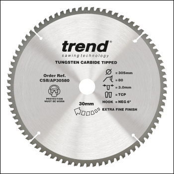 Trend Craft Saw Blade Aluminium And Plastic 305 X 80 Teeth X 30 - Code CSB/AP30580