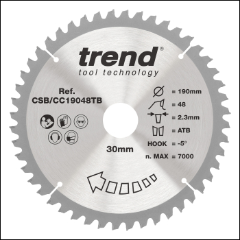 Trend Wood Cordless Mitre Saw Blade 190mm X 30mm X 48t - Code CSB/CC19048TB