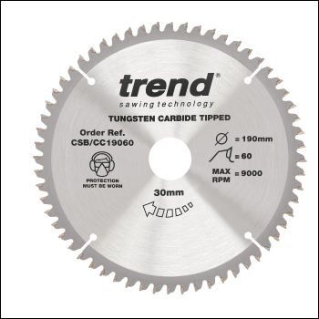 Trend Wood Mitre Saw Blade 190mm X 30mm X 60t - Code CSB/CC19060