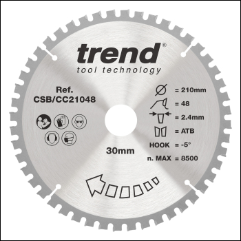 Trend Wood Mitre Saw Blade 210mm X 30mm X 48t - Code CSB/CC21048