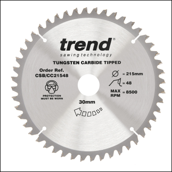 Trend Wood Mitre Saw Blade 215mm X 30mm X 48t - Code CSB/CC21548
