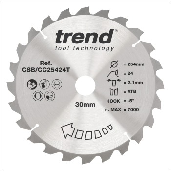 Trend Wood Cordless Mitre Saw Blade 254mm X 30mm X 24t - Code CSB/CC25424T