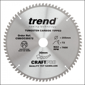 Trend Wood Mitre Saw Blade 255mm X 30mm X 72t - Code CSB/CC25572
