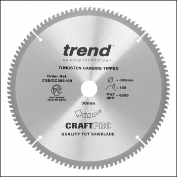 Trend Craft Saw Blade Crosscut 305mm X 108 Teeth X 30mm - Code CSB/CC305108