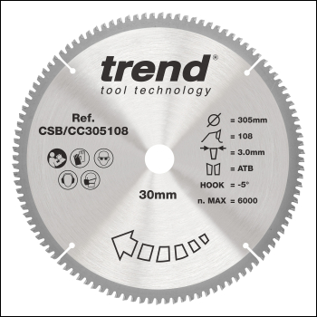 Trend Craft Saw Blade Crosscut 305mm X 108 Teeth X 30mm - Code CSB/CC305108