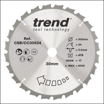 Trend Wood Mitre Saw Blade 305mm X 30mm X 24t - Code CSB/CC30524