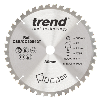 Trend Wood Cordless Atbr Mitre Saw Blade 305mm X 30mm X 42t - Code CSB/CC30542T
