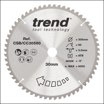 Trend Wood Mitre Saw Blade 305mm X 30mm X 60t - Code CSB/CC30560