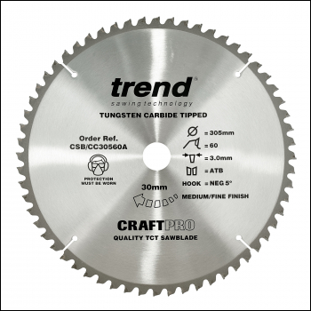 Trend Craft Saw Blade Crosscut 305mm X 60 Teeth X 30mm - Code CSB/CC30560A