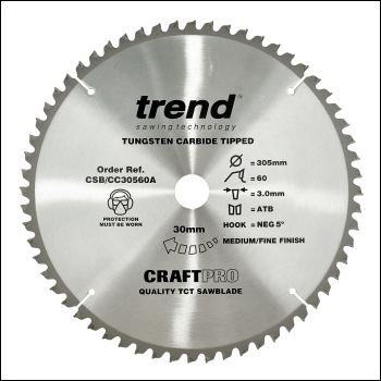 Trend Craft Saw Blade Crosscut 305mm X 60 Teeth X 30mm - Code CSB/CC30560A