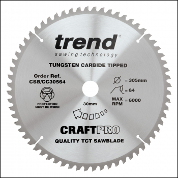 Trend Craft Saw Blade Crosscut 305mm X 64 Teeth X 30mm - Code CSB/CC30564