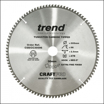 Trend Craft Saw Blade Crosscut 305mm X 96 Teeth X 30mm - Code CSB/CC30596