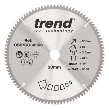 Trend Craft Saw Blade Crosscut 305mm X 96 Teeth X 30mm - Code CSB/CC30596