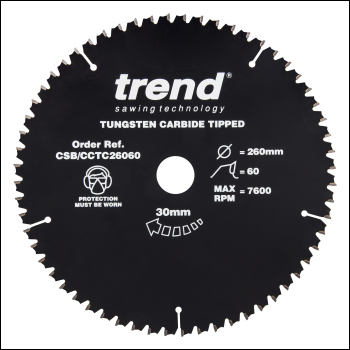 Trend Mitre Circular Saw Blade 260mm X 30mm X 60t - Code CSB/CCTC26060