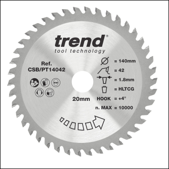 Trend Laminate/hpl Circular Saw Blade 140mm X 20mm X 42t - Code CSB/PT14042