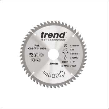 Trend Laminate/hpl Circular Saw Blade 185mm X 30mm X 56t - Code CSB/PT18556