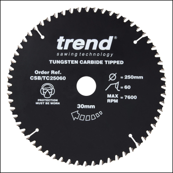 Trend Wood Circular Saw Blade 250mm X 30mm X 60t - Code CSB/TC25060
