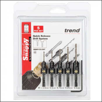 Trend Snappy 5 Piece Countersink Set - Makes Pilot Holes And Countersinks In One Go For Faster, Professional Finishes. For No4 To No12 Gauge Screws - Code SNAP/CS/SET