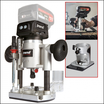 Trend T18s 18v 1/4 inch  Brushless Router Kit (bare Tool, Plunge & Trim Base) - Uk & Eire Sale Only - Code T18S/R14KB