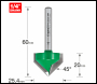 Trend Chamfer V Groove Cutter Angle=45 Degrees - Code C045X1/4TC