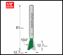 Trend Dovetail Cutter Angle=104 Degrees 12.7mm Diameter - Code C041AX1/4TC