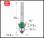 Trend Craftpro 1/4in Bevel Trim 75 Degree Angle Bit 15.9mm Dia X 6.3mm Cut Depth - Code C119BX1/4TC