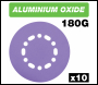 Trend Aluminium Oxide Random Orbital Sanding Disc 180 Grit 150mm 10pc - Code AB/150/180A