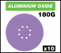 Trend Aluminium Oxide Random Orbital Sanding Disc 180 Grit 225mm 10pc - Code AB/225/180A