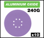 Trend Aluminium Oxide Random Orbital Sanding Disc 240 Grit 225mm 10pc - Code AB/225/240A