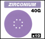 Trend Zirconium Random Orbital Sanding Disc 40 Grit 225mm 10pc - Code AB/225/40Z