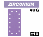 Trend Zirconium 1/2 Sheet Sanding Sheet 10pc 115mm X 230mm 40 Grit - Code AB/HLF/40Z