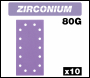 Trend Zirconium 1/2 Sheet Sanding Sheet 10pc 115mm X 230mm 80 Grit - Code AB/HLF/80Z