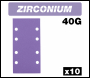 Trend Zirconium 1/3 Sheet Sanding Sheet 10 Pc 93mm X 185mm 40 Grit - Code AB/THD/40Z