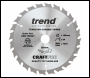Trend Craft Pro 165mm Diameter 20mm Bore 24 Tooth Combination Cut Thin Kerf Saw Blade For Cordless Circular Saws - Code CSB/16524T